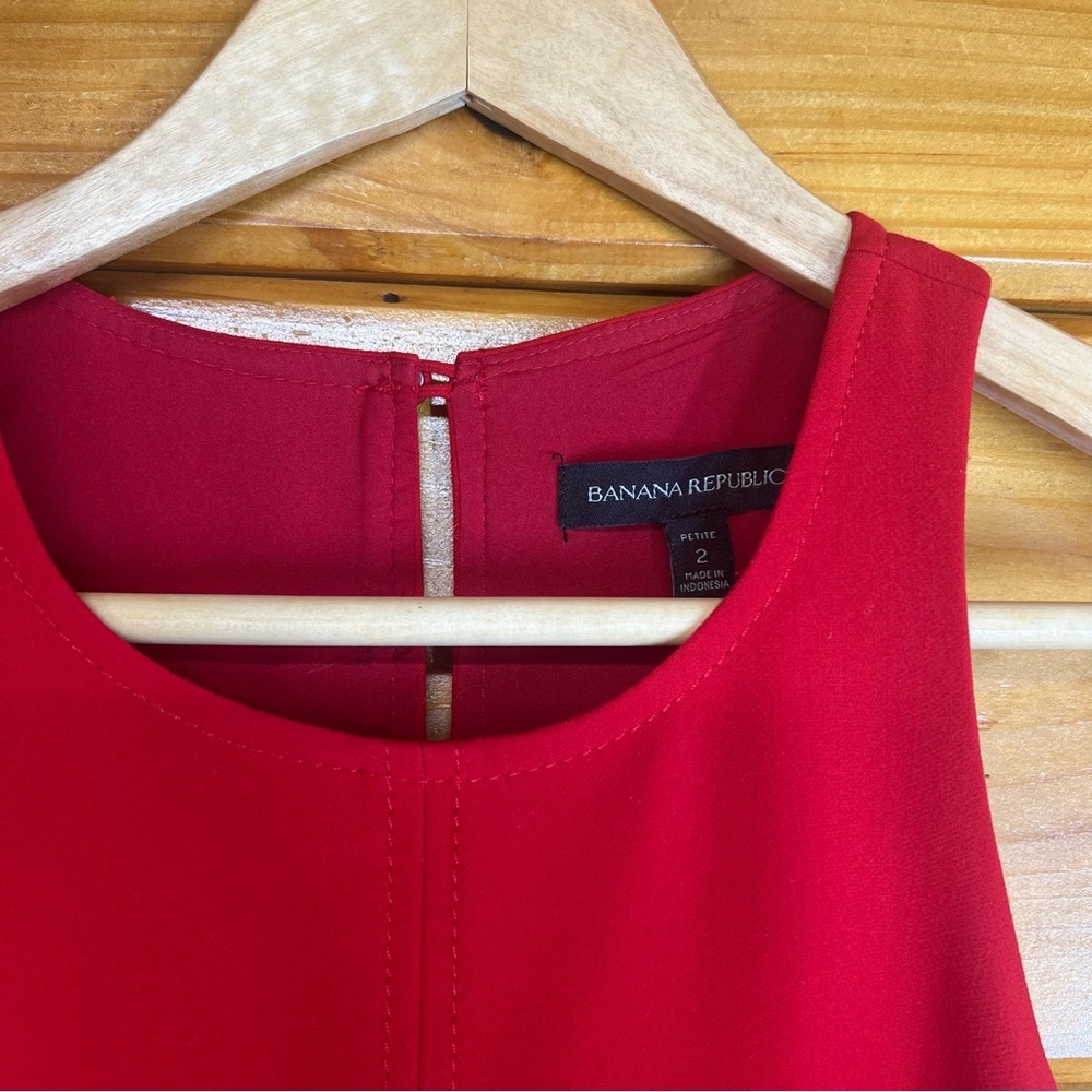 Banana Republic Vibrant Red Sleeveless Fit & Flare Lined Midi Dress 2P - Picture 2 of 7